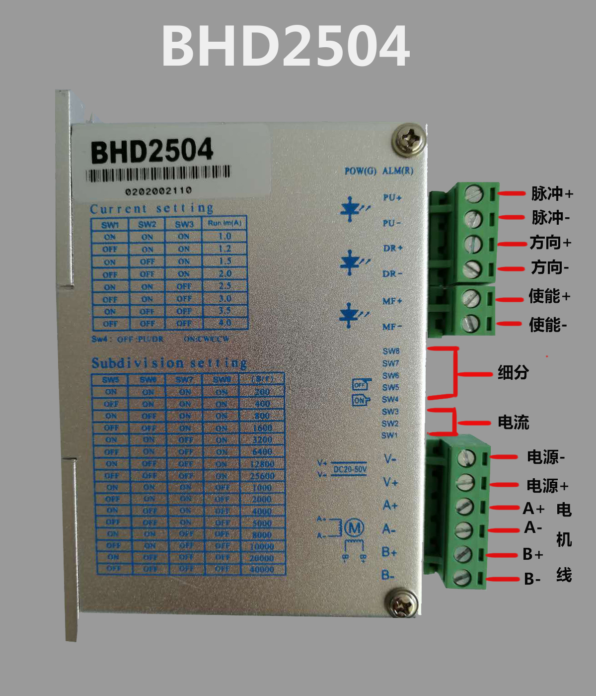 Holry Stepper Mortor Driver Operación suave Vibración mínima y ruido BHD2806 Máquina de marcado láser